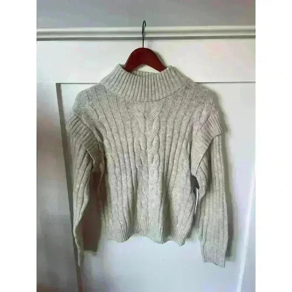 NWT Time & Tru Cream High Neck Cable Knit Sweater, S - Picture 1 of 7
